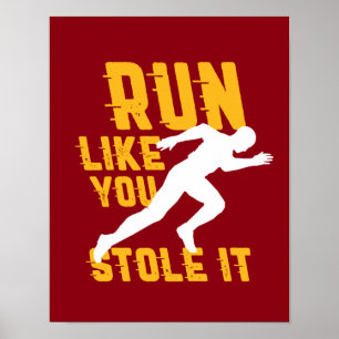 Funny Marathon kör Joging Workout Exercise Poster