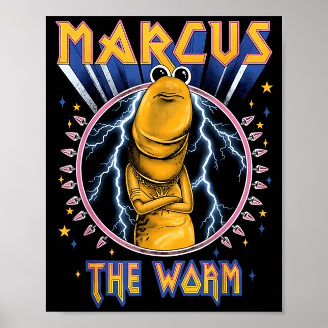 Funny Marcus The Worm Heavy Rock Rockworm Humor Me Poster (Framsidan)