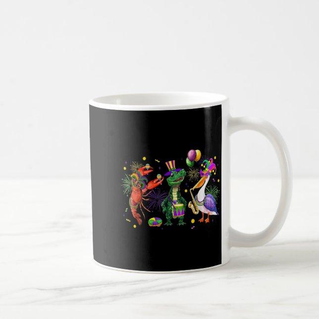 Funny Mardi Gras 2026 Crocodile Crawfish Pelican N Kaffemugg (Höger)