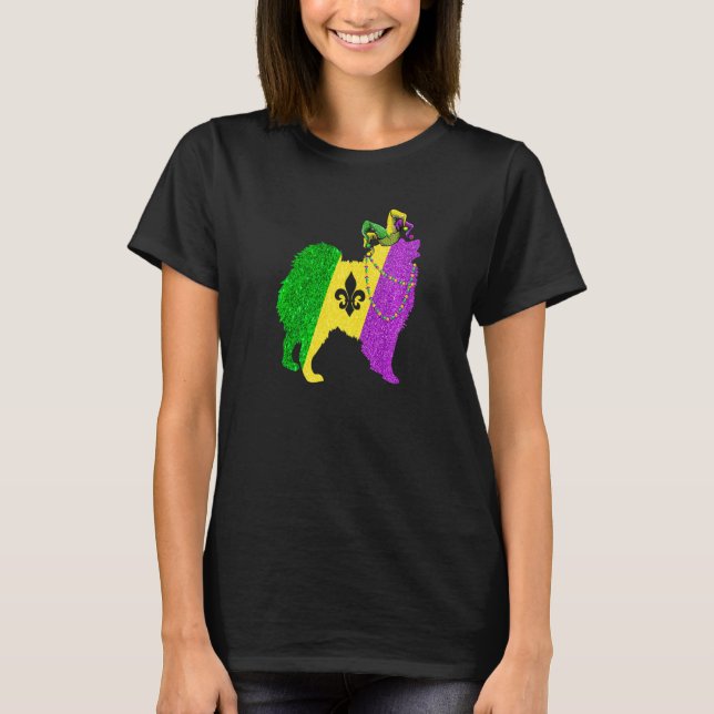 Funny Mardi Gras American Eskimo Dog Mardi Gras Ha T Shirt (Framsida)
