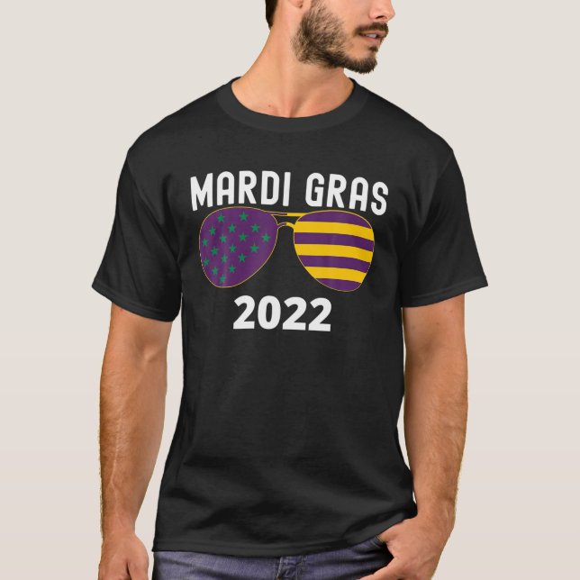 Funny Mardi Gras, Aviator Sunglasses T Shirt (Framsida)