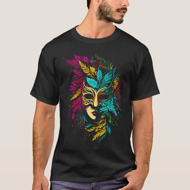 Funny Mardi Gras Carnival parad med pärlor party T Shirt (Framsida)