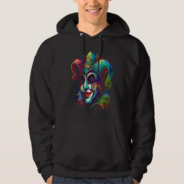 Funny Mardi Gras Carnival parade with beads party  Hoodie (Framsida)