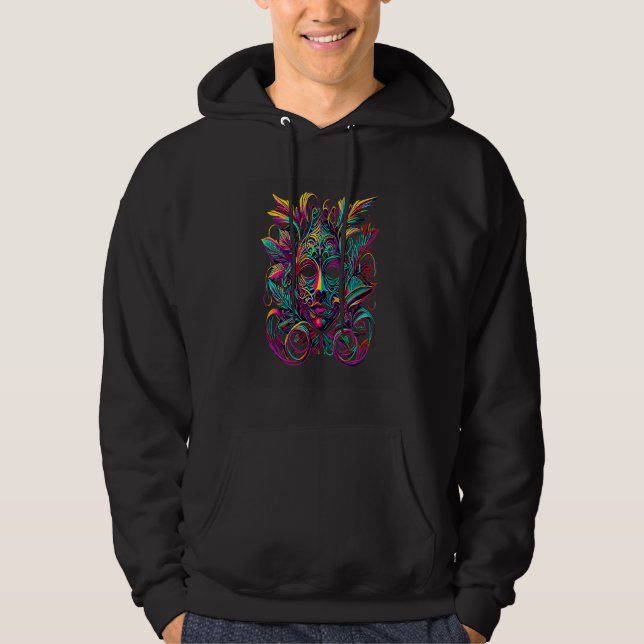 Funny Mardi Gras Carnival parade with beads party  Hoodie (Framsida)