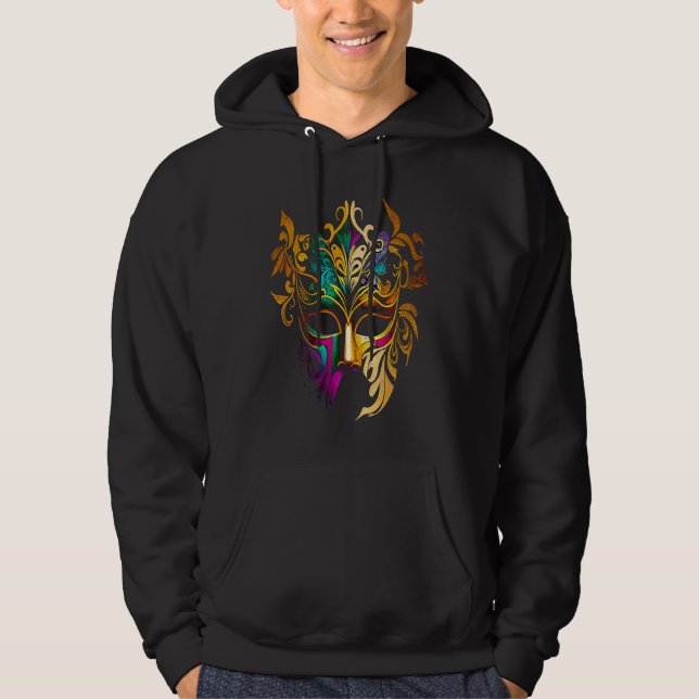 Funny Mardi Gras Carnival parade with beads party  Hoodie (Framsida)