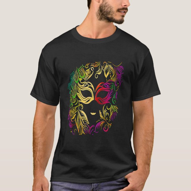Funny Mardi Gras Carnival parade with beads party  T Shirt (Framsida)