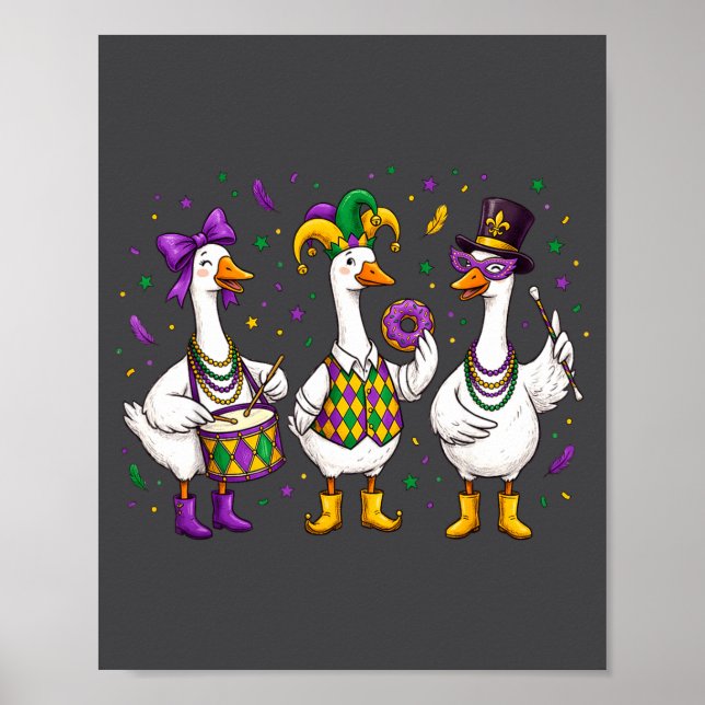 Funny Mardi Gras Carnival Silly Goose Mask Louisia Poster (Framsidan)