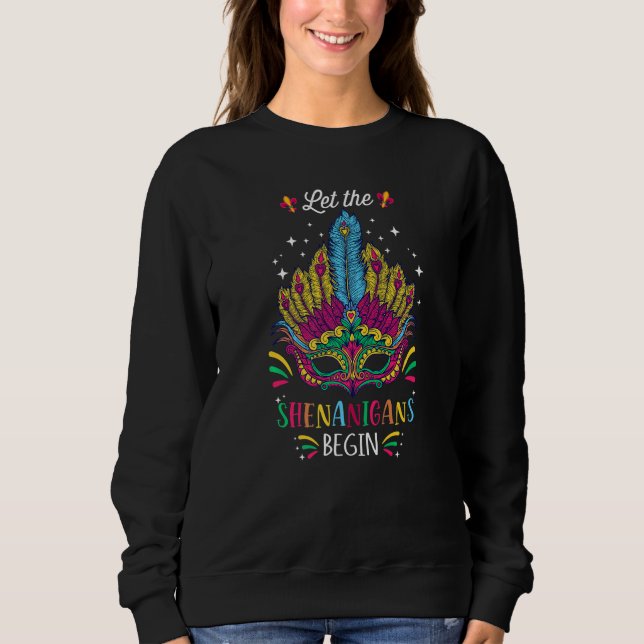 Funny Mardi Gras Costume Låt shenanigans börja T Shirt (Framsida)