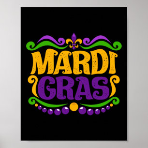 Funny Mardi Gras Costume Mask on festival Mardi Gr Poster