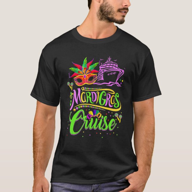 Funny Mardi Gras Cruise Cruising Mask Cruise Ship  T Shirt (Framsida)