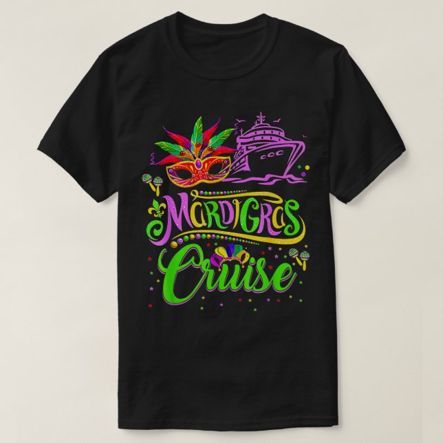 Funny Mardi Gras Cruise Mask Cruise Frakt T Shirt (Design framsida)