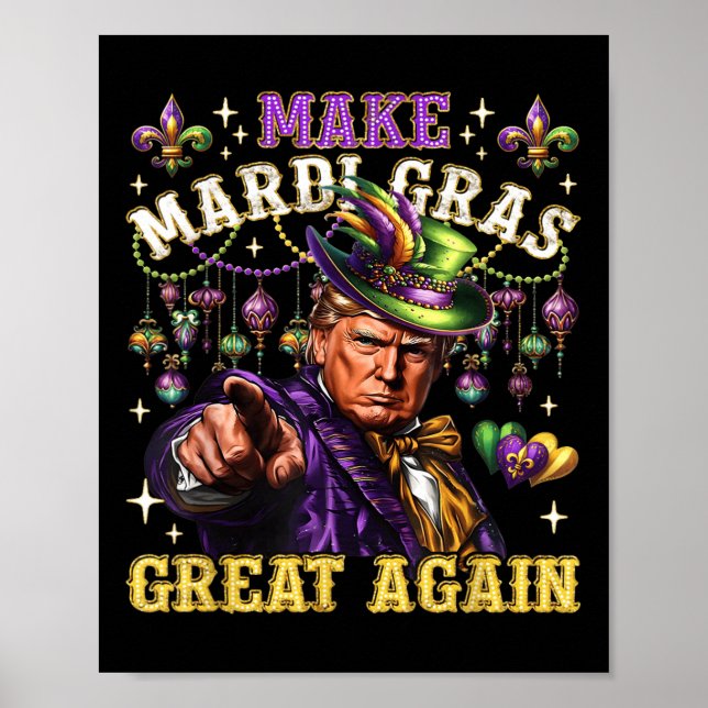 Funny Mardi Gras Donald Trump Mardi Gras American Poster (Framsidan)