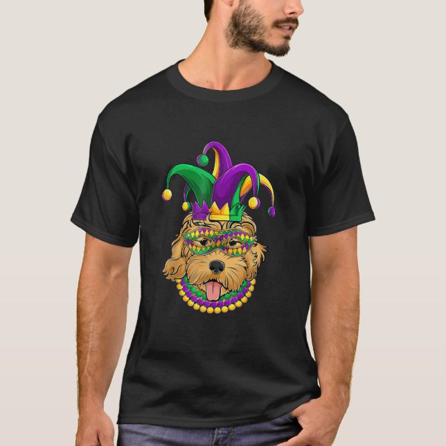 Funny Mardi Gras Hund Apparel Golden Doodle Hund M T Shirt (Framsida)
