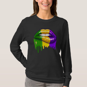 Funny Mardi Gras Läppar Queen Carnival Costume Pur T Shirt