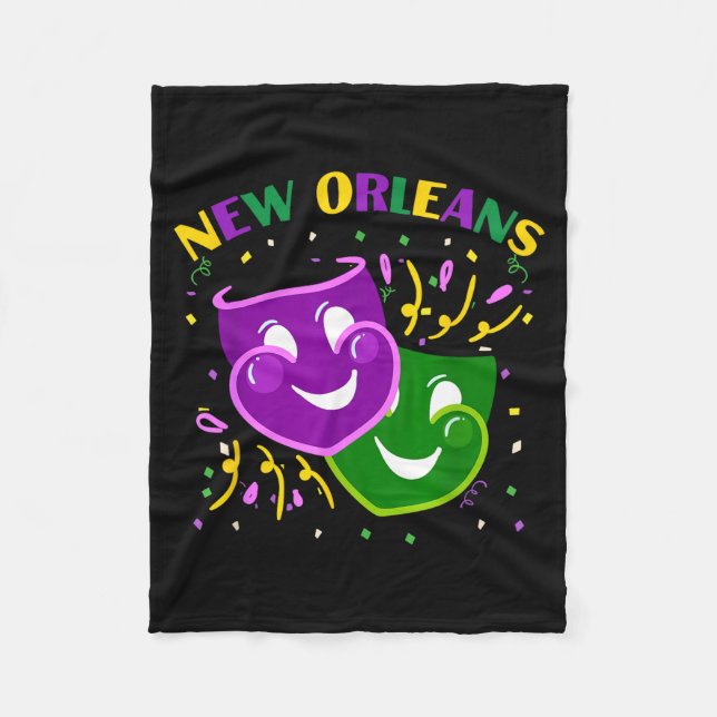 Funny Mardi Gras Mask Louisiana New Orleans Carniv Fleecefilt (Framsidan)
