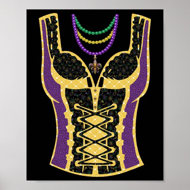 Funny Mardi Gras Outfit Costume Mask Pärlor för Wo Poster (Framsidan)