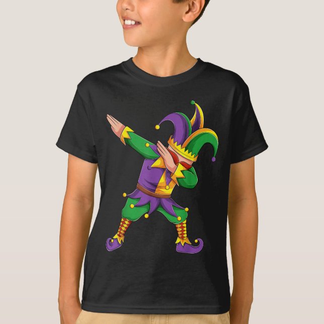 Funny Mardi Gras Outfit Dabbing Jester New Orleans T Shirt (Framsida)