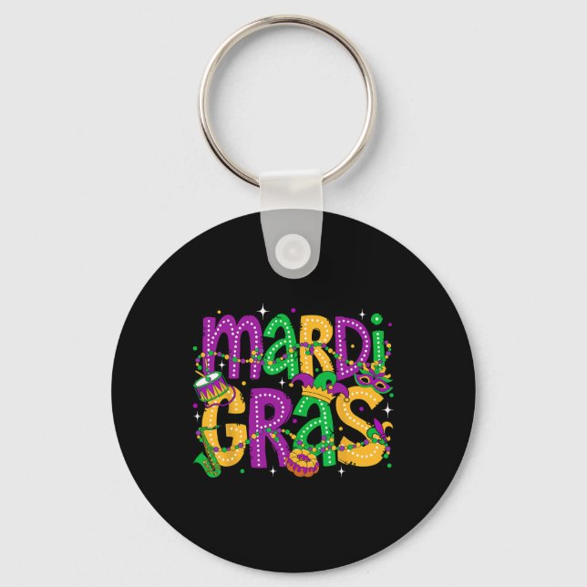 Funny Mardi Gras Parad Outfit Jester Hat Manar Wom Nyckelring (Framsida)