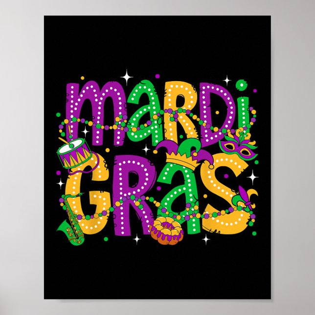 Funny Mardi Gras Parad Outfit Jester Hat Manar Wom Poster (Framsidan)