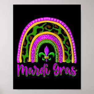 Funny Mardi Gras Parad Outfit Jester Rainbow Wome Poster