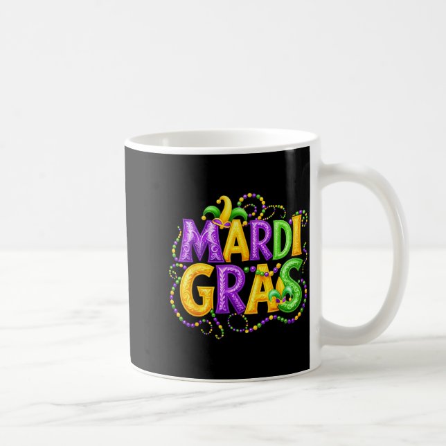 Funny Mardi Gras Parade Jester Hat Beads Men Women Kaffemugg (Höger)