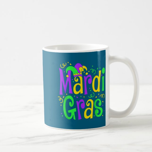 Funny Mardi Gras Parade Outfit Jester Hat Men Wome Kaffemugg (Höger)