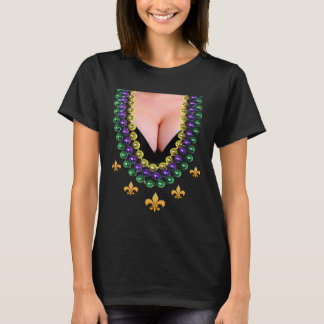 Funny Mardi Gras Pärlor och Cleavage costume shirt T Shirt