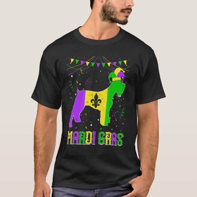 Funny Mardi Gras Schnauzer Dog Dad Mom Mardi Gras T Shirt (Framsida)