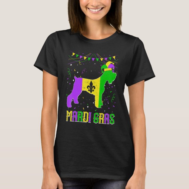 Funny Mardi Gras Schnauzer Dog Dad Mom Mardi Gras T Shirt (Framsida)