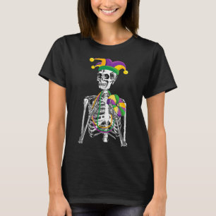 Funny Mardi Gras Skeleton Carnival Party Jester Ha T Shirt