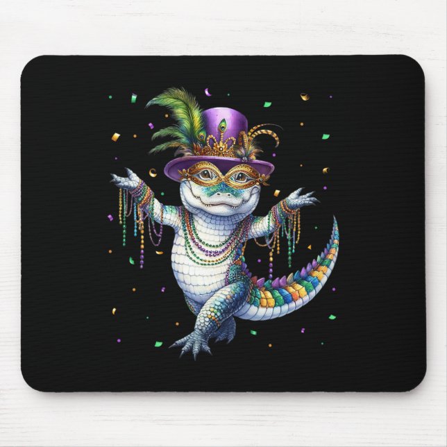 Funny Mardigator Mardi Gras Alligator Dancing Carn Musmatta (Framsidan)