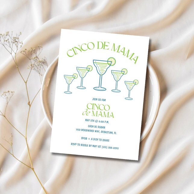 Funny Margarita Cinco de Mamma Party bjudan Inbjudningar (Funny Margarita Cinco de Mama Party Invitation)