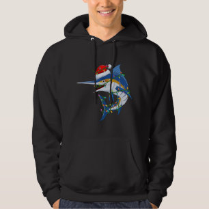 Funny Marlin Fish Älskare Julafton Santa Hat Marli Hoodie