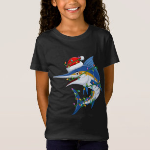 Funny Marlin Fish Älskare Julafton Santa Hat Marli T Shirt