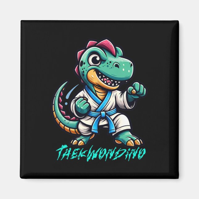 Funny Martial Arts Karate Taekwondo Dino Animal Cu Magnet (Framsidan)
