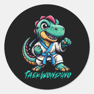 Funny Martial Arts Karate Taekwondo Dino Animal Cu Runt Klistermärke