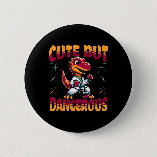 Funny Martial Arts Karate Taekwondo Dinosaur Anima Knapp (Framsida)