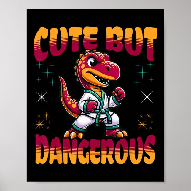 Funny Martial Arts Karate Taekwondo Dinosaur Anima Poster (Framsidan)