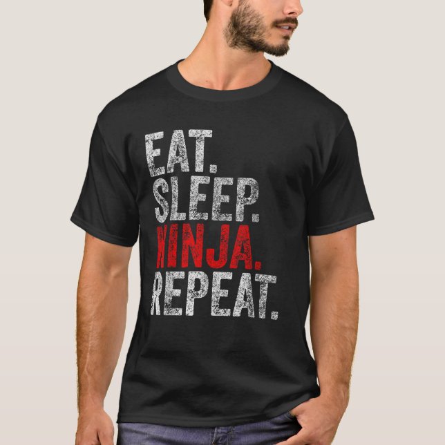 Funny Martial Ninja Costume Eat Ssov Ninja Repeat T Shirt (Framsida)