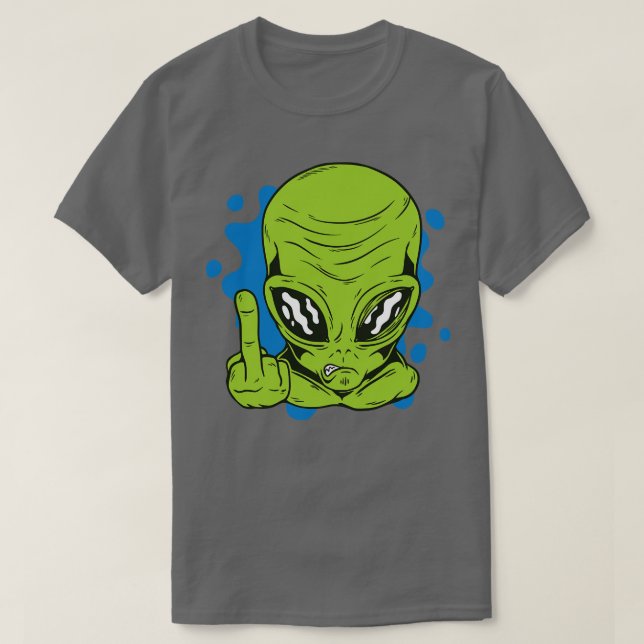 Funny Martian Flipping Mitten Finger T Shirt (Design framsida)