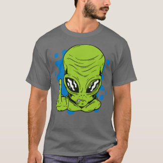 Funny Martian Flipping Mitten Finger T Shirt