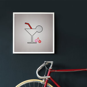 Funny Martini - Retro Cocktail med Cherry Twist Poster