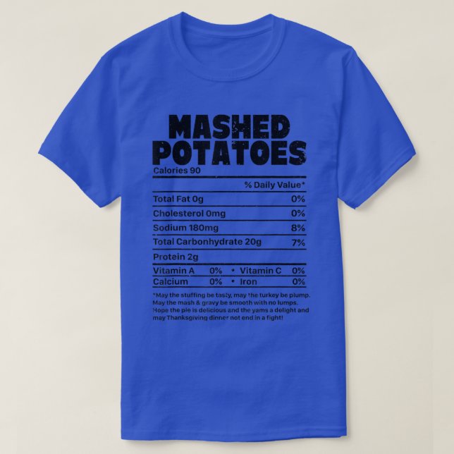 Funny Mashed Potatoes Nutrition Facts Family Thank T Shirt (Design framsida)