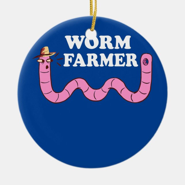 Funny Mask Farmer  Mask Farm Red Wiggler Julgransprydnad Keramik (Framsidan)