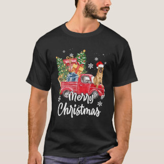Funny Mastiff Ride Red Truck Merry Christmas Pajam T Shirt