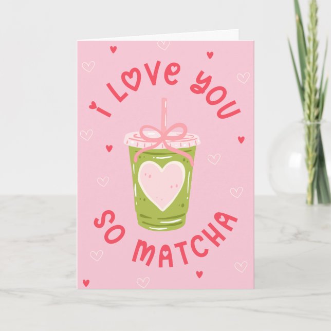 Funny Matcha Tea Pun Coquette Valentine Helgkort (Framsida)