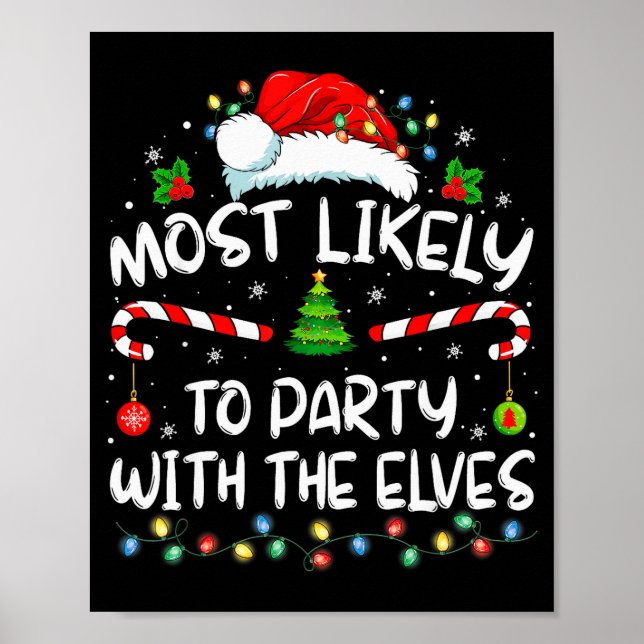 Funny Matching Christmas Most Likely To Party With Poster (Framsidan)