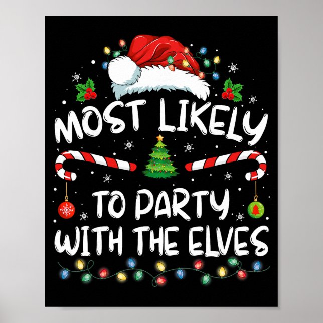 Funny Matching Christmas Most Likely To Party With Poster (Framsidan)