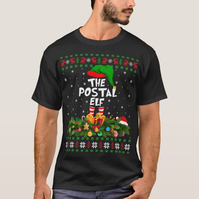 Funny Matching Family Ugly The Postal Elf Christma T Shirt (Framsida)
