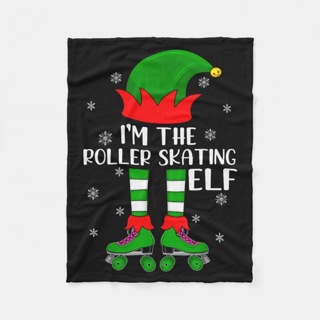 Funny Matching Group The Roller Skating Elf Christ Fleecefilt (Framsidan)